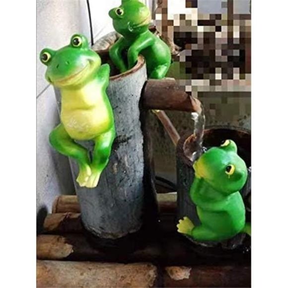 Set of 3 Cute Frog Figurines Hanging Animal Statue -Resin, Gardeing (3 frogs) - Picture 4 of 6